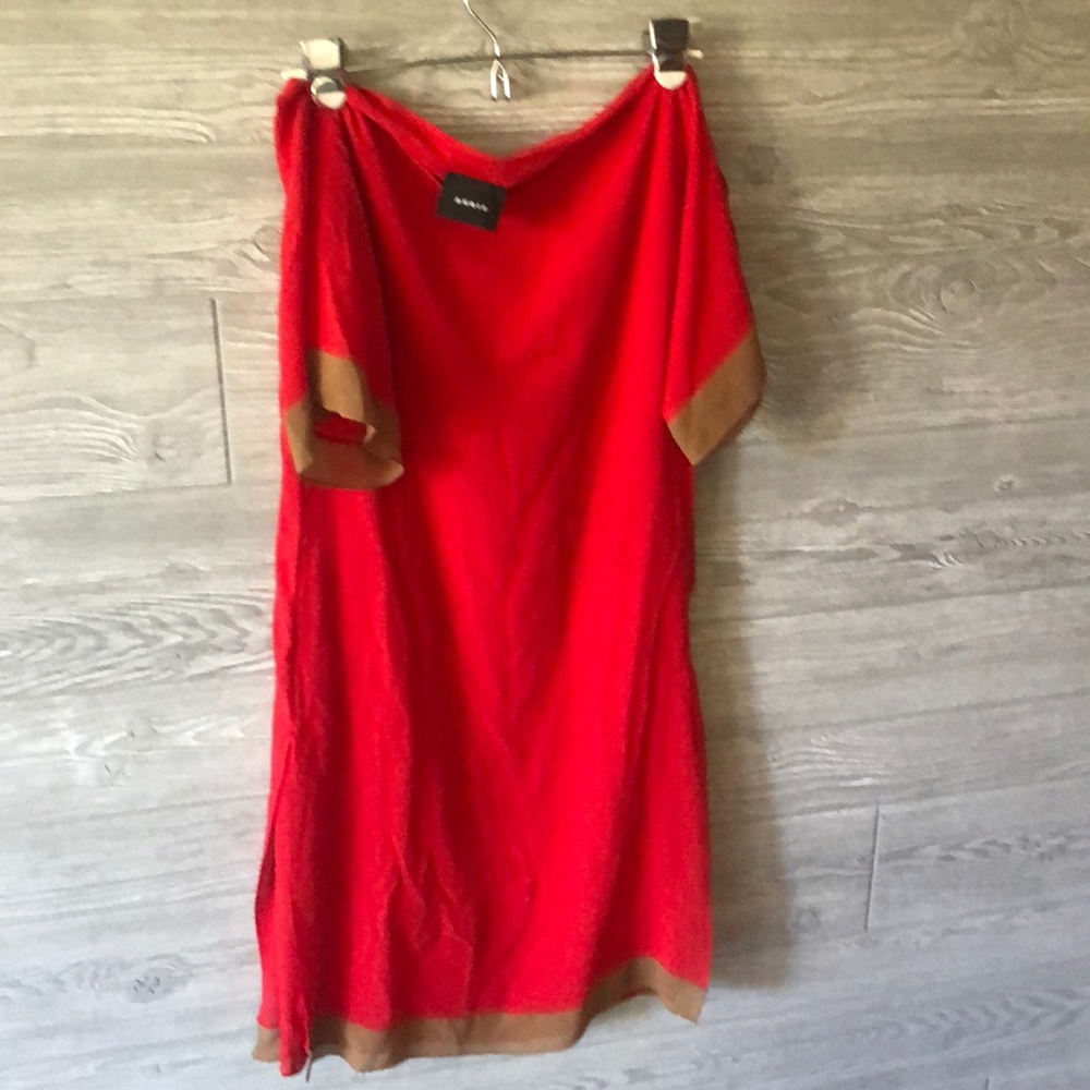 Red and brown akris flowy dress